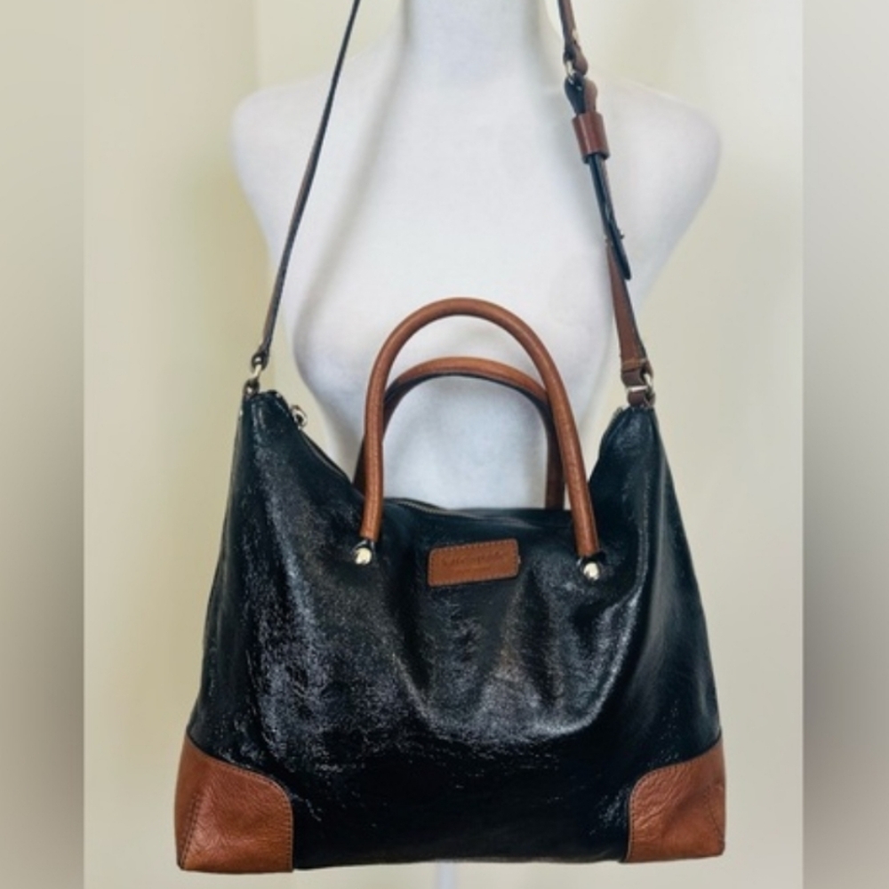 KATE SPADE Elegant Black and Brown Leather Handbag